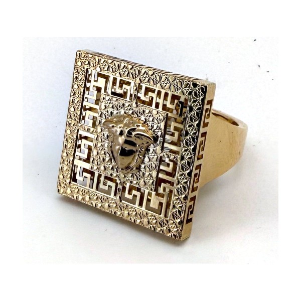 Anillo medusa cuadrado de oro 18k
